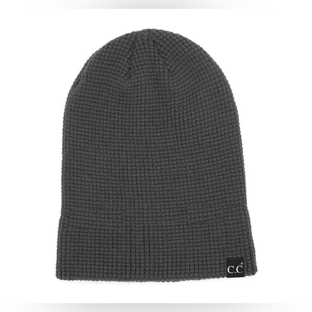 NWT C.C Waffle Knit Thermal Material Beanie Grey - Picture 6 of 6